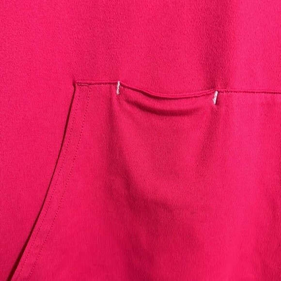 UNDER ARMOUR Small All Season Gear Pink Hooded Short Sleeve Sweatshirt V-Neck - Picture 2 of 8